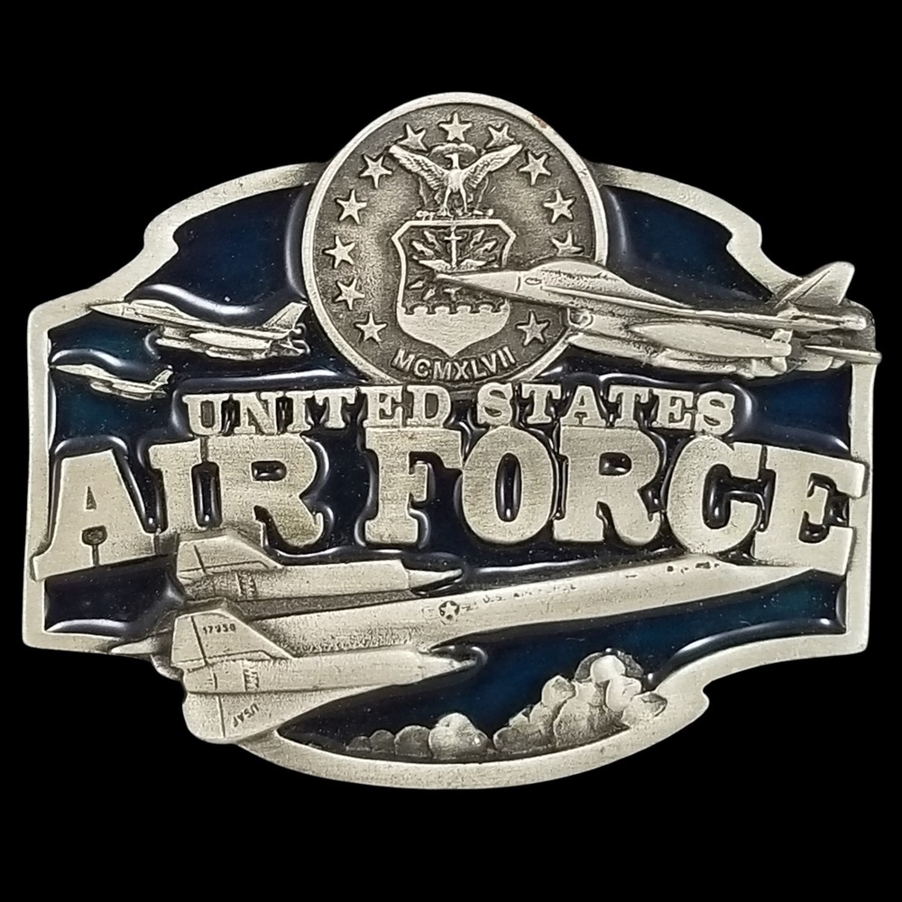Vintage United States Air Force Pewter Belt Buckle 1987 Siskiyou‎ Buckle Co